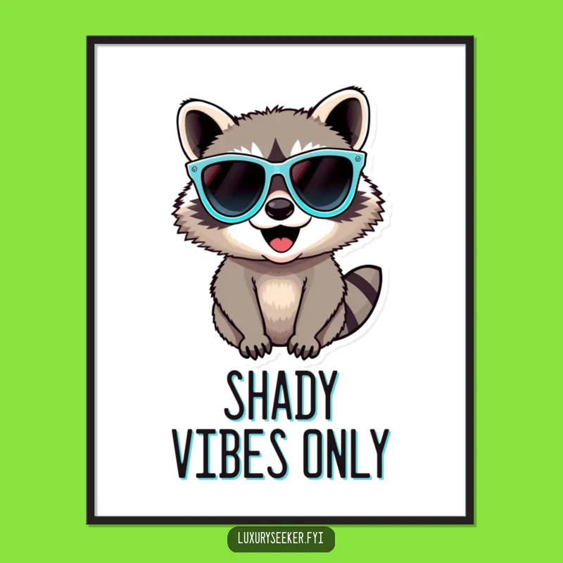Funny Raccoon Sunglasses Digital Art Print: Instant Humor for Your Walls Gift