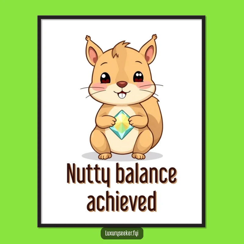 Funny Squirrel Gemstone Digital Art Print: Instant Nature Sparkle Gift