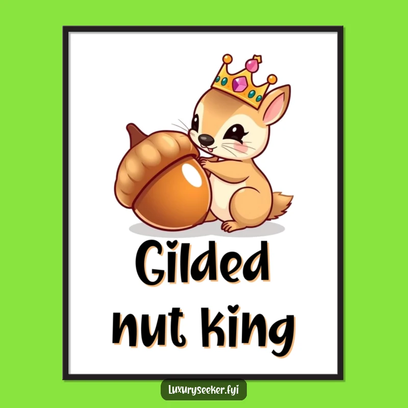 Funny Royal Squirrel Digital Art: Majestic Vain Printable Decor for Regal Spaces