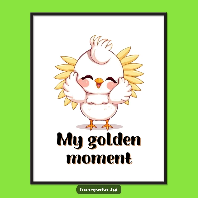 Funny Bird Digital Art: Hilarious Golden Feather Print for Instant Glamour