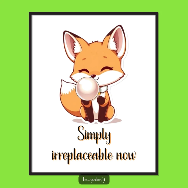 Funny Fox Bow Tie Pearl Digital Art: Humorous Decor for a Sophisticated Space.