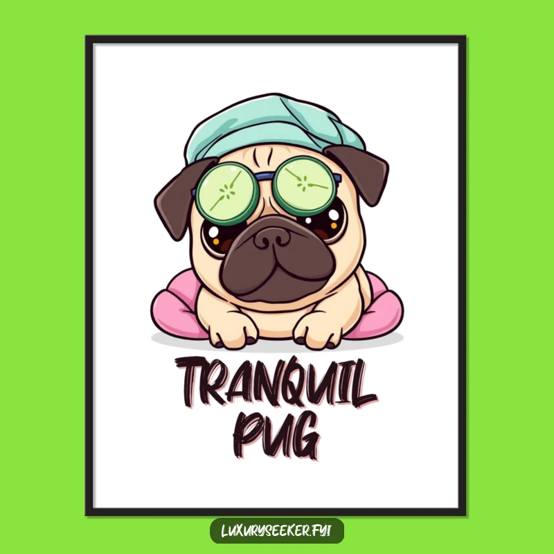 Funny Pampered Pug Digital Art – Hilarious Spa Wall Decor Gift