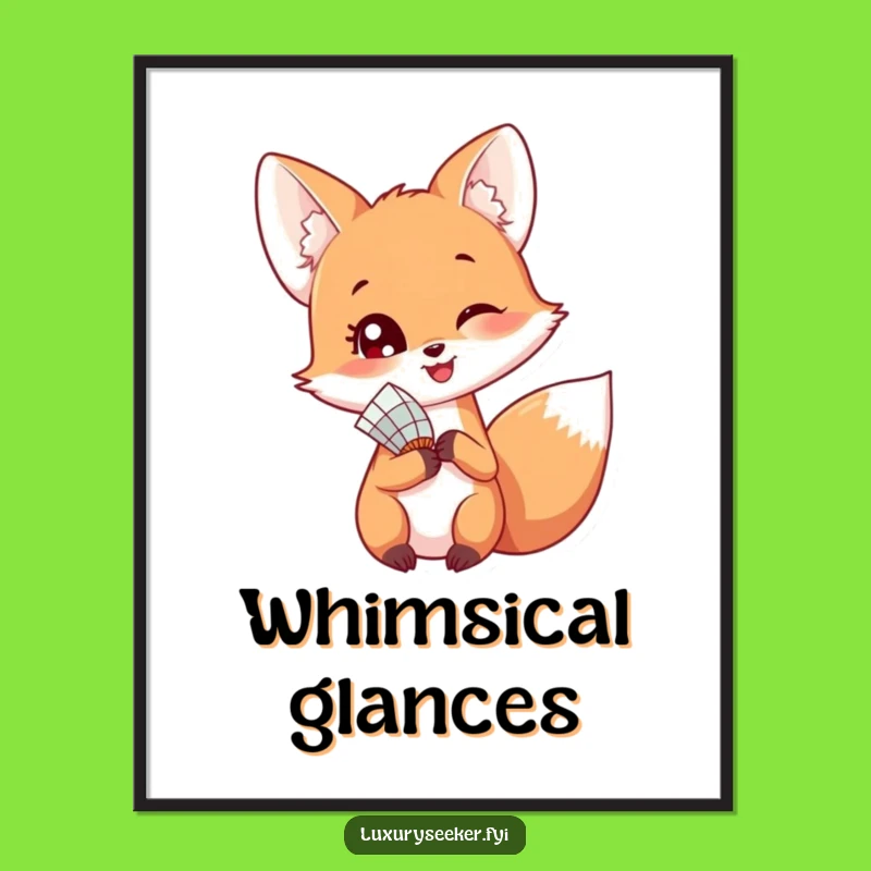 Funny Happy Fox Digital Art – Playful Wall Decor Funny Gift