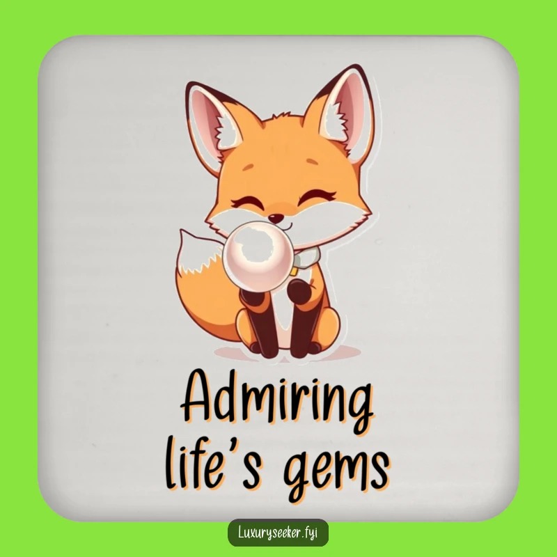 Funny Fox Bow Tie Pearl Coaster: Protect Surfaces with Humorous, Chic Style.