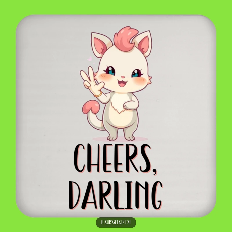 Funny Elegant Creature Coaster: Blush & Glove Protection, Chic Humorous Decor