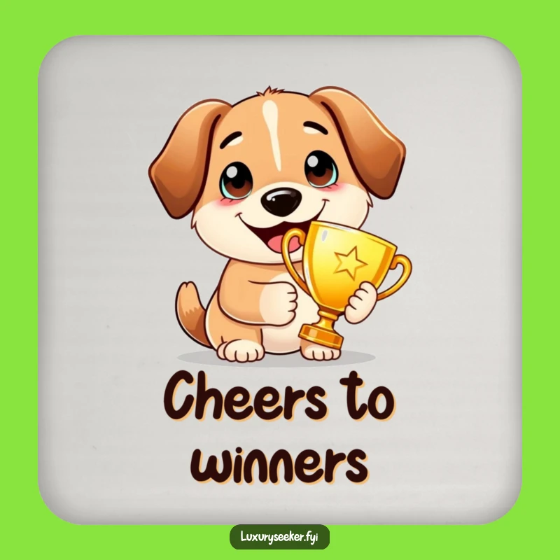 Funny Proud Dog Trophy Coaster: Protect Surfaces with Champion Canine Charm