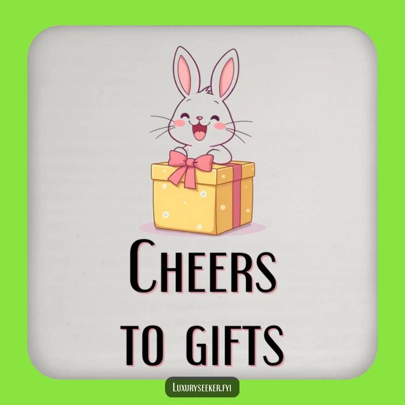 Funny Excited Rabbit Gift Coaster: Protect Surfaces with Joyful Surprise