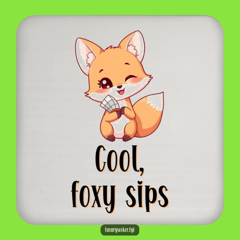 Funny Happy Fox Coaster – Playful Protection Funny Gift