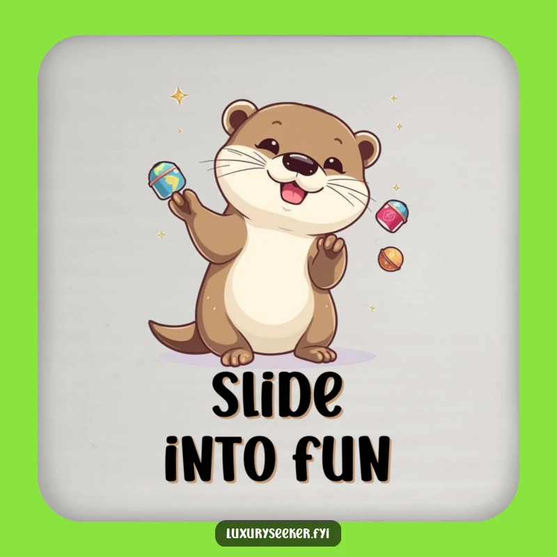 Funny Otter Juggling Coasters - Playful Protection for Your Table Gift