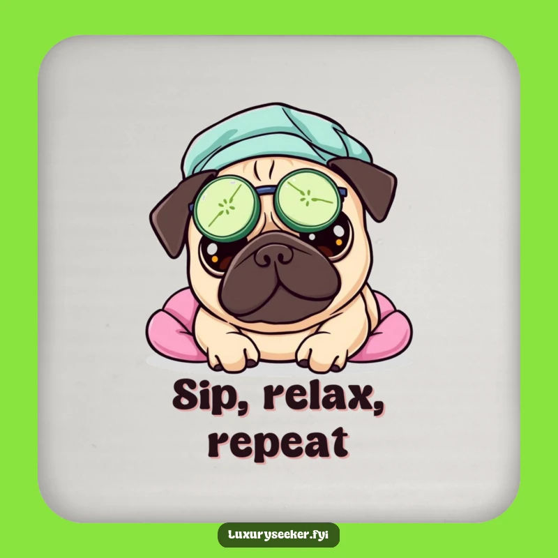 Funny Pampered Pug Coaster – Spa Protection Funny Gift