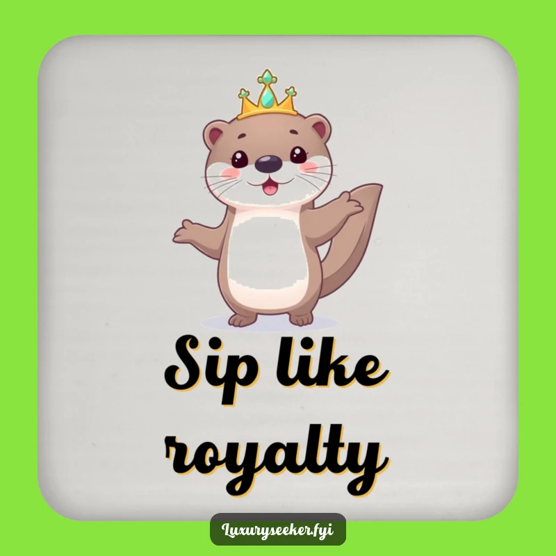 Funny Playful Otter Tiara Drink Coaster - Protect Surfaces Humorously