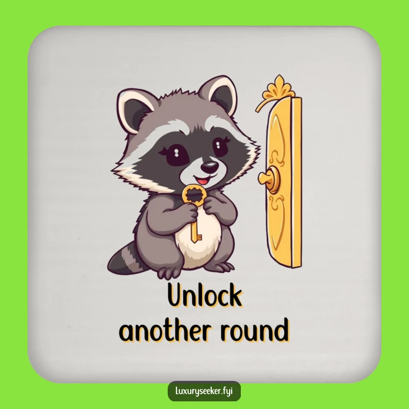 Funny Raccoon Key Coaster - Protect Surfaces with Tiny Door Charm