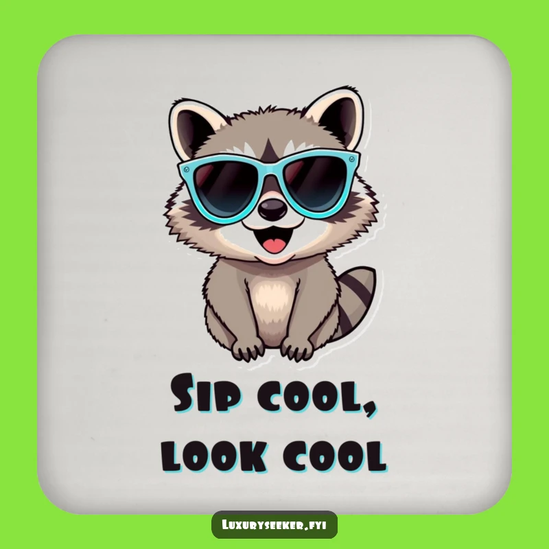 Funny Raccoon Sunglasses Drink Coasters: Protect Surfaces with This Hilarious Gift Set