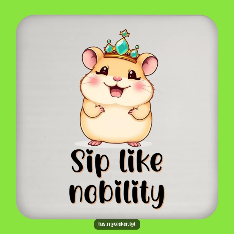 Funny Regal Hamster Coaster - Protect Surfaces with Royal Cuteness