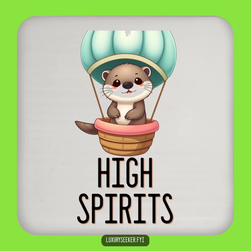 Stylish Funny Otter Hot Air Balloon Coaster: Velvet Sip Gift for Tabletops