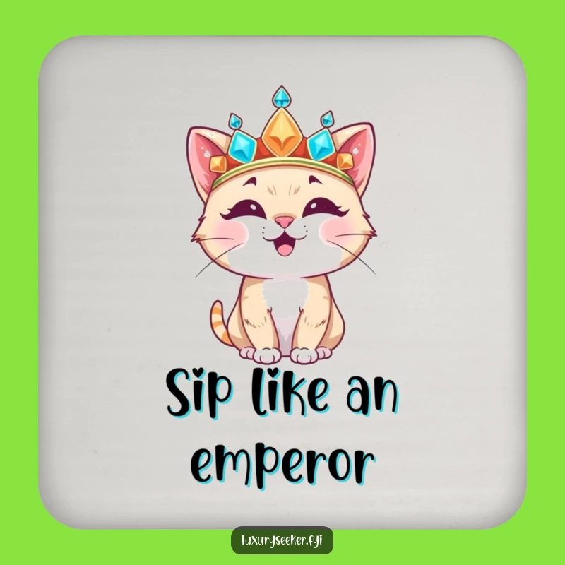 Funny Cat Crown Coaster: Regal Protection for Your Surfaces!