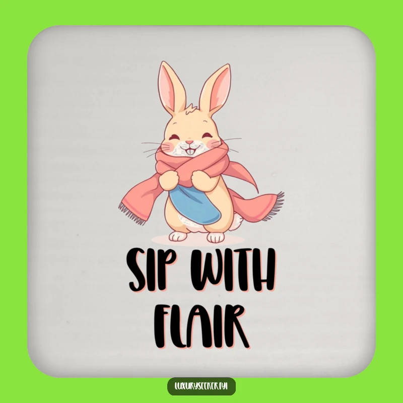 Funny Rabbit Silk Scarf Drink Coaster, Protect Surfaces with Style, A Fun Funny Gift