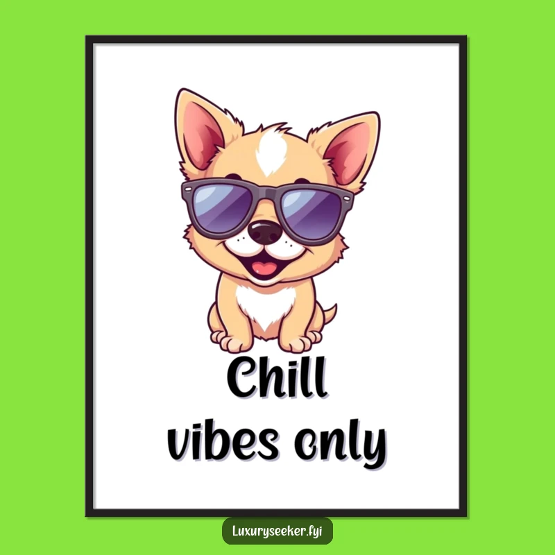 Funny Dog Poster: Playful Pup in Designer Sunglasses, Quirky Wall Art and Gift Idea