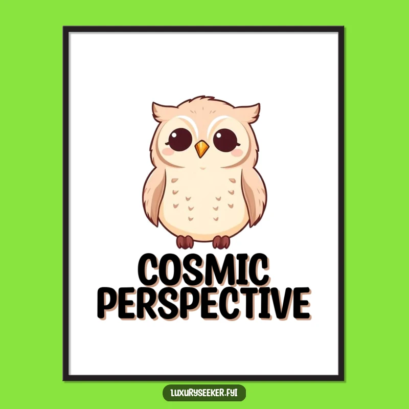Funny Owl Star Gazing Poster - Mystical Wall Art for Dreamers Gift