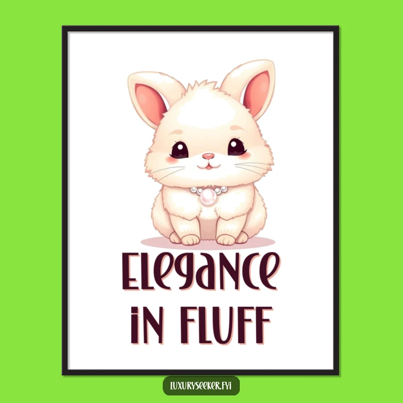 Funny Bunny Pearl Necklace Poster - Adorable Home Decor Art Gift