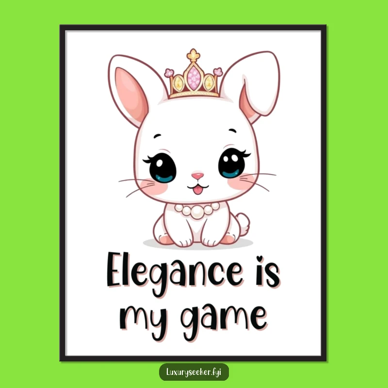 Funny Bunny Tiara Poster: High-Quality Art of a Cute Character's Royalty!