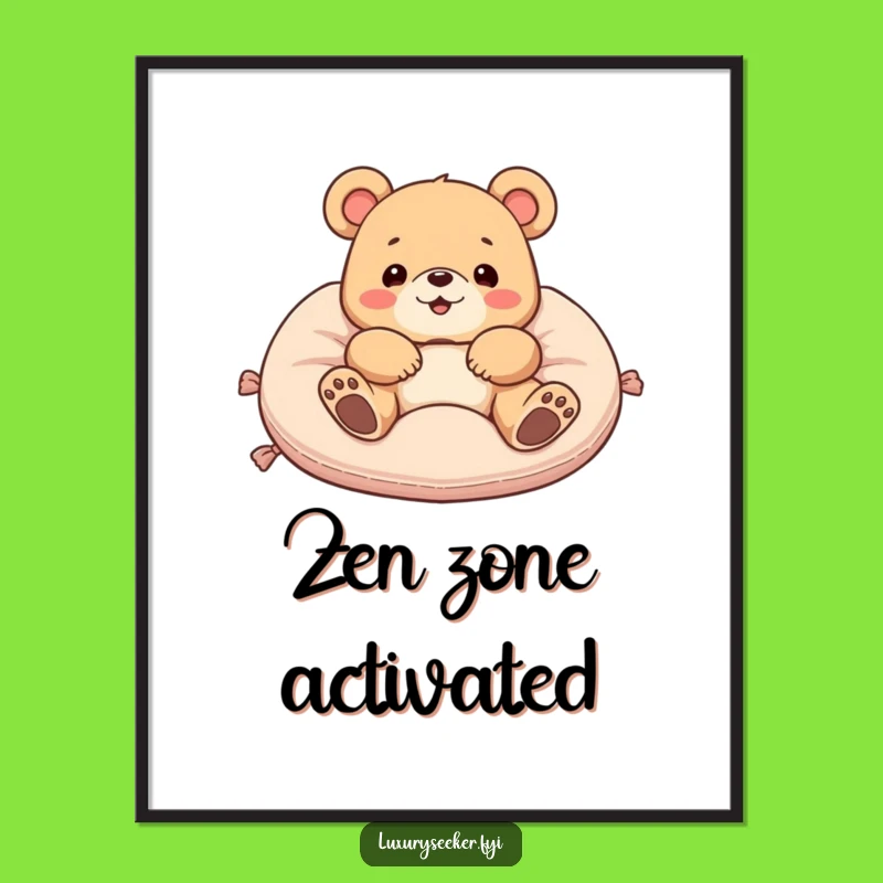 Funny Bear Poster: Luxurious Relaxation Art for Walls, Unique Humorous Gift Idea