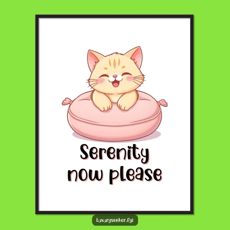 Funny Cat Cushion Poster - Plush Art & Cozy Vibes Funny Gift