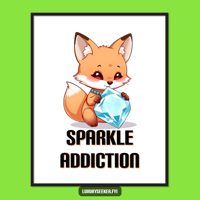 Funny Fox's Diamond Desire Poster: Whimsical Wall Art for Laughs