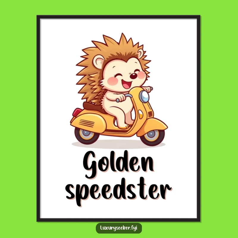 Funny Hedgehog Scooter Poster: Joyful Rider's Wall Art, Perfect Funny Gift