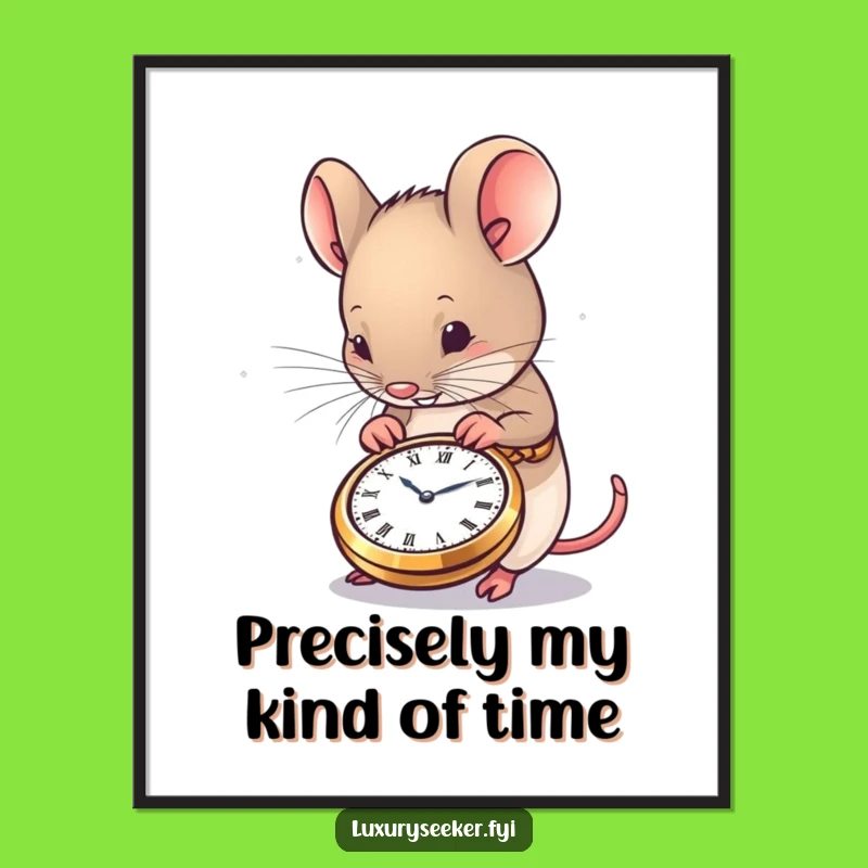 Funny Mouse Poster: Pocket Watch Admirer Wall Art for Charming Decor