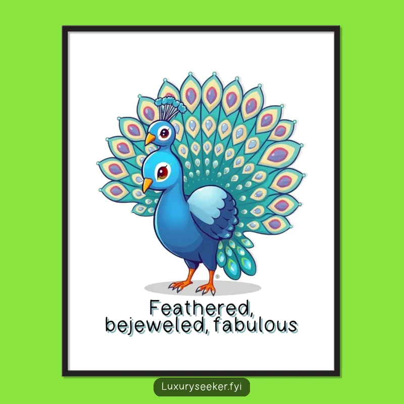 Funny Peacock Gem Tail Poster - Add Sparkle & Humor to Your Walls!