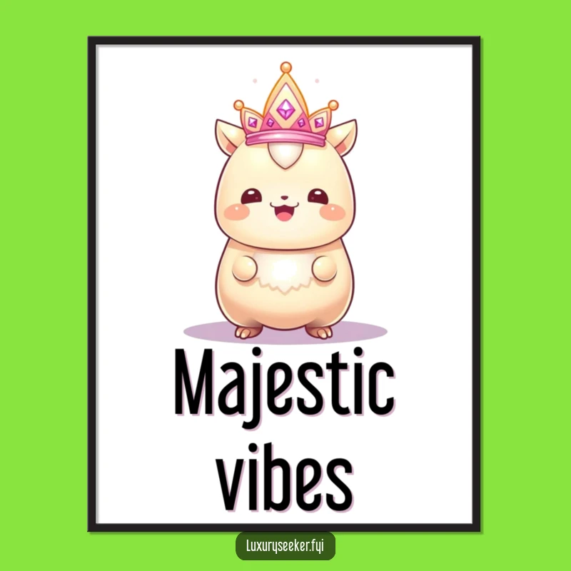 Funny Proud Creature Poster: Sparkling Crown & Smile, Hilarious Regal Wall Art