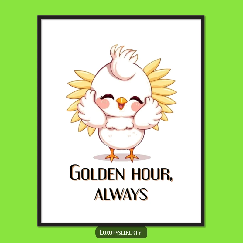 Funny Bird Poster: Dazzling Golden Feathers & Hilarious Wall Art