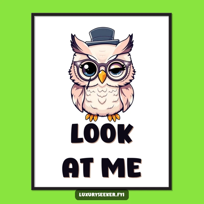 Funny Dapper Owl Poster: Hilarious Sophistication and Wise Wall Art