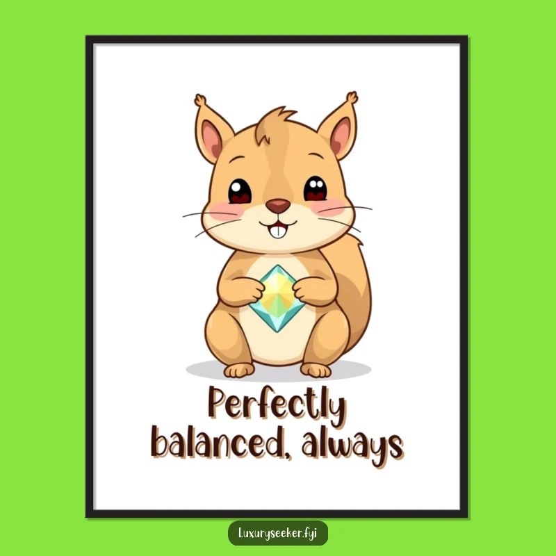 Funny Squirrel Gemstone Poster: Decorate with Nature's Sparkle Gift