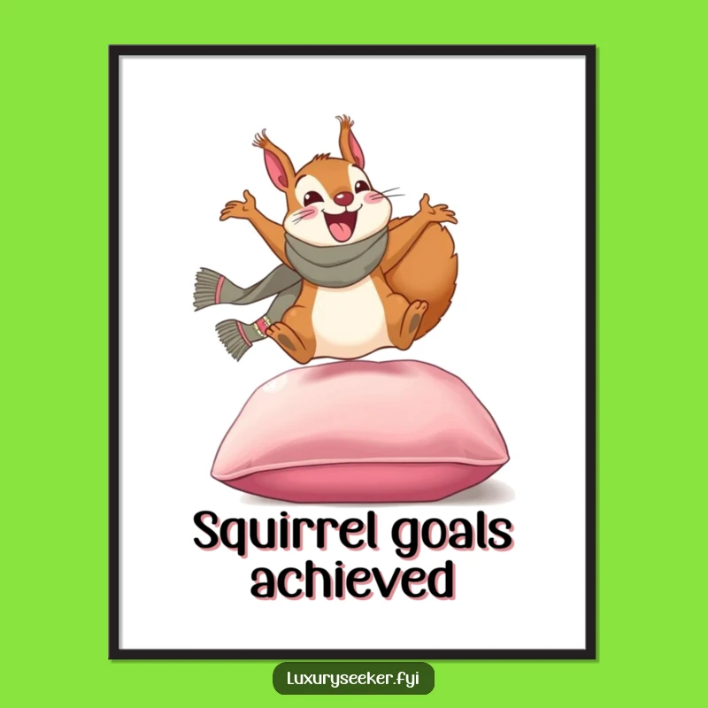 Funny Squirrel Designer Scarf Poster: Hilarious Luxury Art for Walls