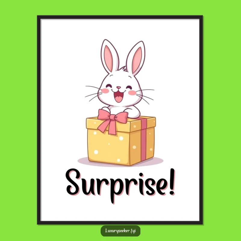 Funny Excited Rabbit Gift Poster: Joyful Surprise Art for Walls That Need Cheer