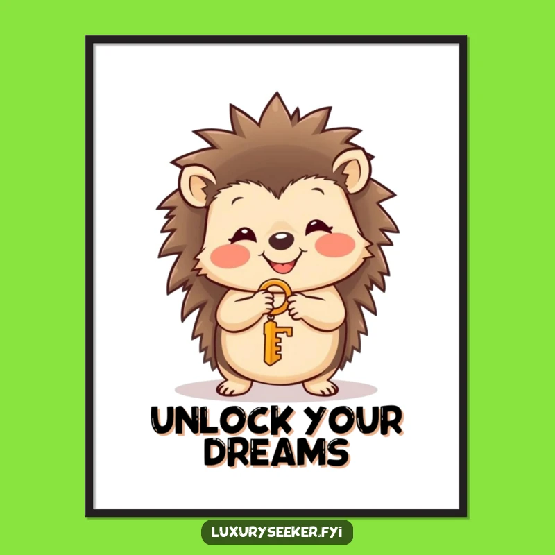 Funny Hedgehog Key Poster: Adorable Wall Art to Unlock Happy Vibes
