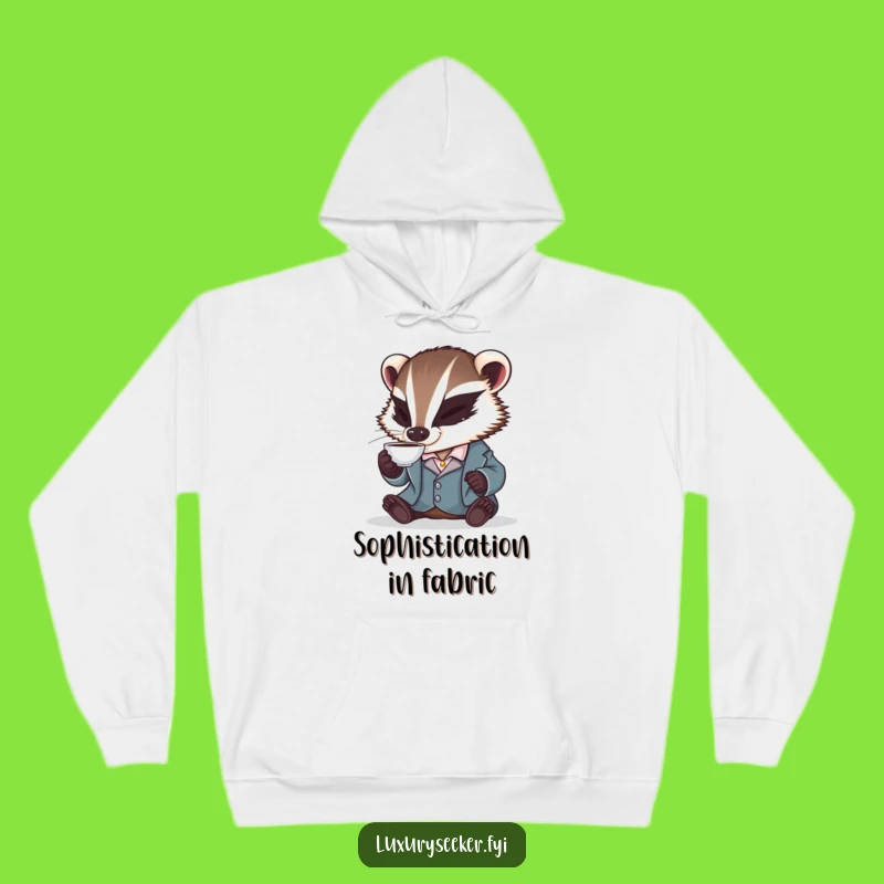 Cozy & Funny Badger Hoodie: Silk Jacket Elegance Meets Tea Time Comfort, Great Gift