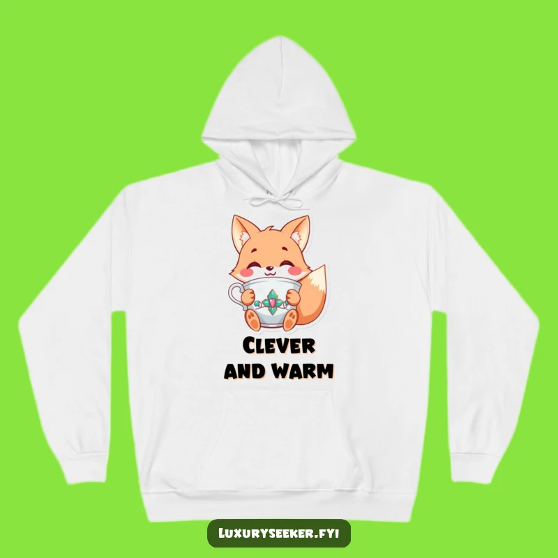 Funny Fox Tea Hoodie: Cozy Up with a Joyful Character's Elegant Comfort!