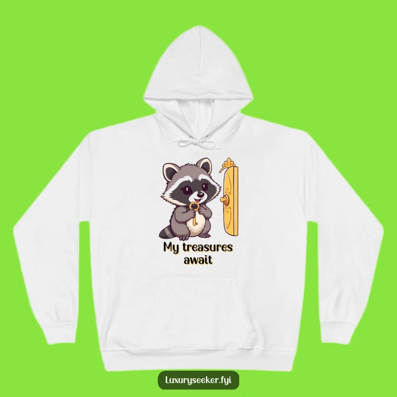 Funny Raccoon Key Hoodie - Cozy Tiny Door Character Comfort