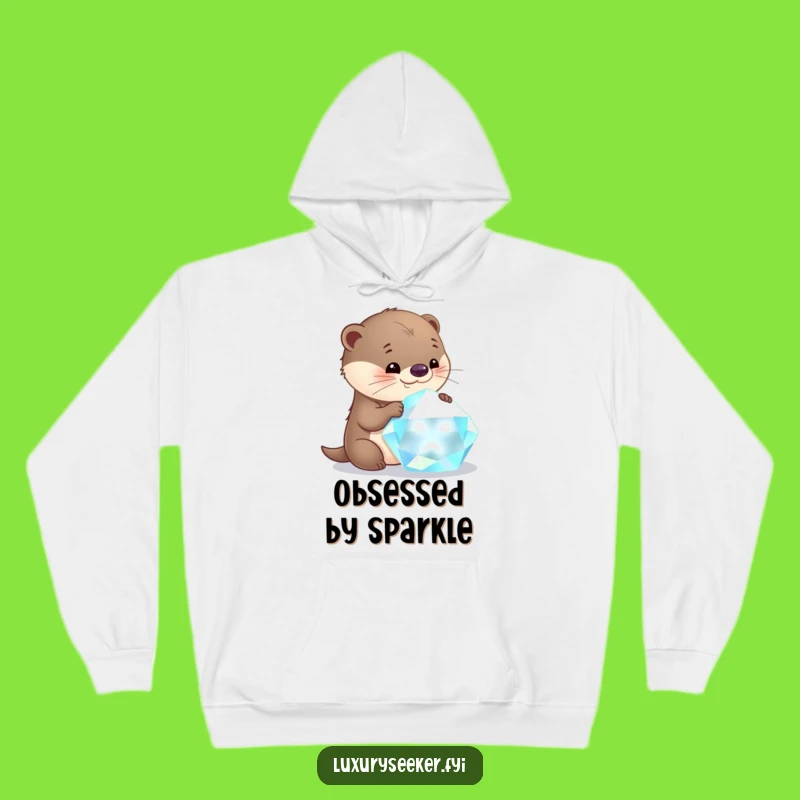 Funny Otter Sparkle Hoodie: Cozy Curiosity with a Gem Funny Gift