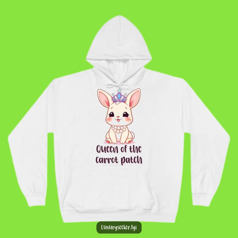 Funny Bunny Tiara Hoodie: Cozy Pearl Comfort, Ultimate Humorous Royal Gift!