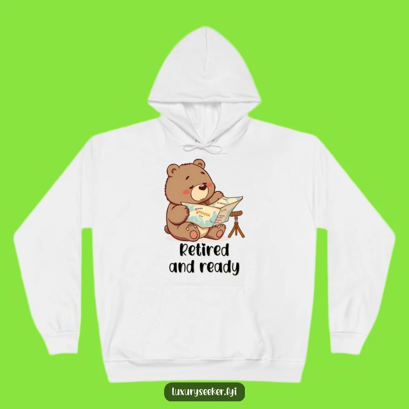 Funny Determined Bear Map Hoodie: Cozy Luxury Explorer's Gift for All