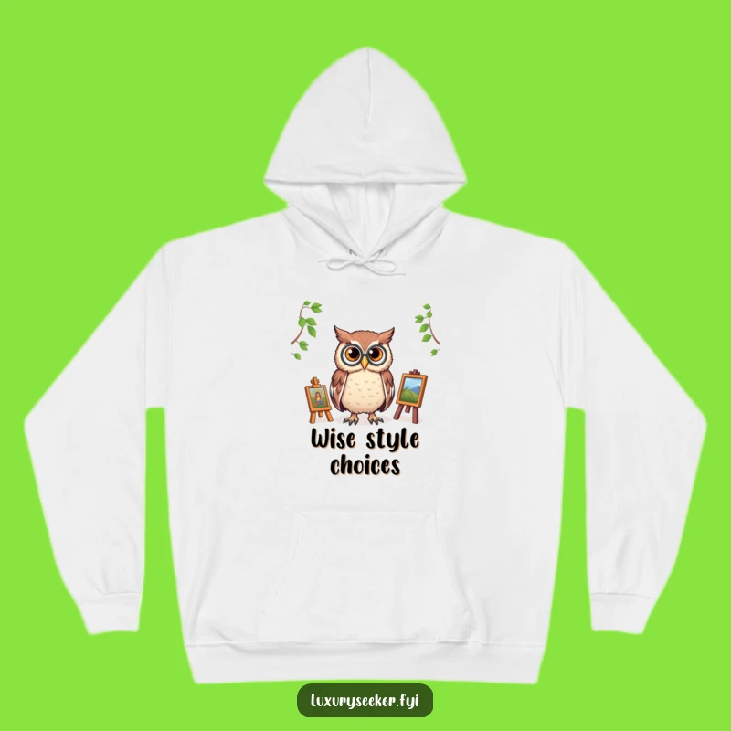 Cozy & Cultured Owl Hoodie: Monocled Art Critic Comfort, Ideal Funny Gift