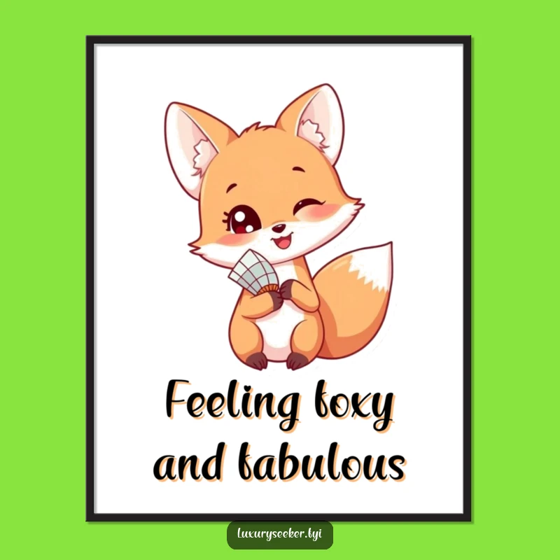 Free Printable Wall Art: Playful Fox Fan Funny Downloadable Art Decor