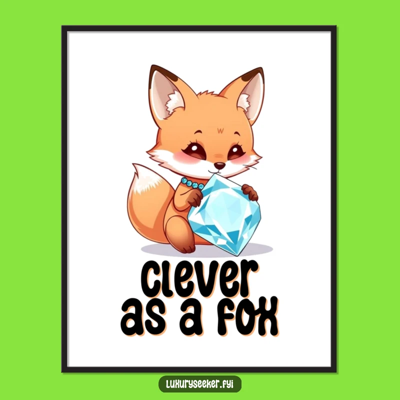 Free Printable Fox Diamond Wall Art - Quirky & Funny Downloadable Decor