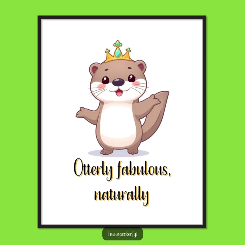 Free Printable Otter Tiara Art - Royal Character Downloadable Decor!