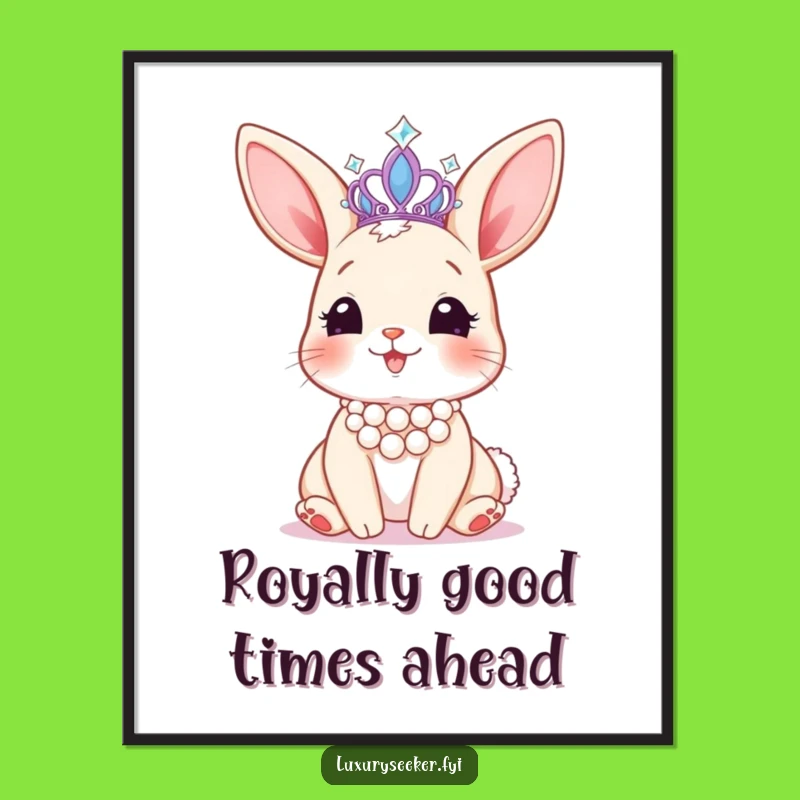 Free Printable Wall Art: Bunny with Tiara Funny Downloadable Decor