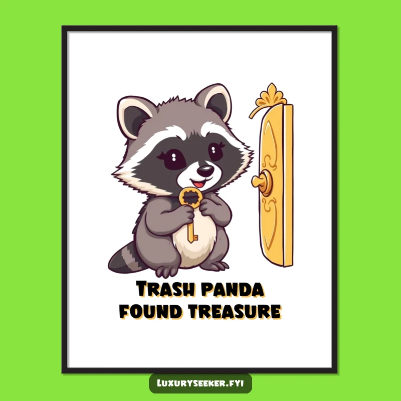 Free Printable Wall Art: Raccoon Key Door Curiosity Downloadable Decor